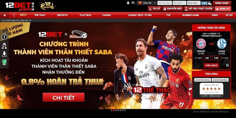 12Bet - Siêu phẩm nhà cái đạt điểm 10 về chất lượng