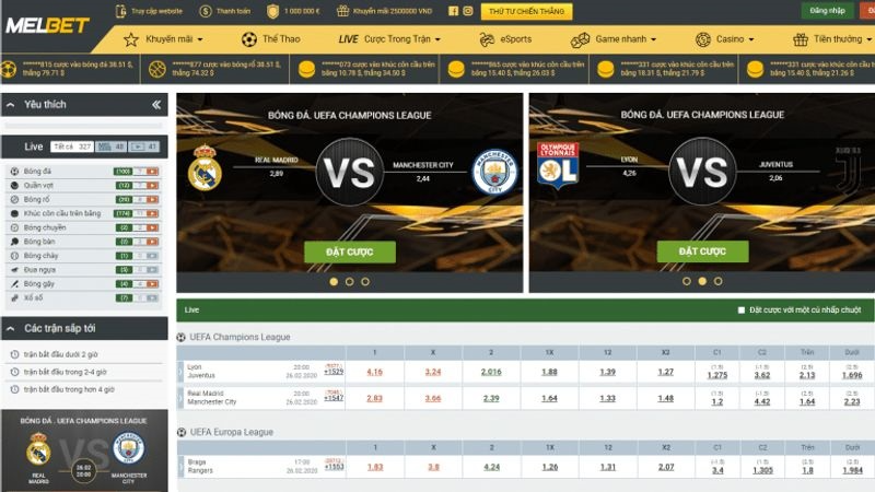 Melbet - Nhà cái cá cược thể thao trực tiếp 4K